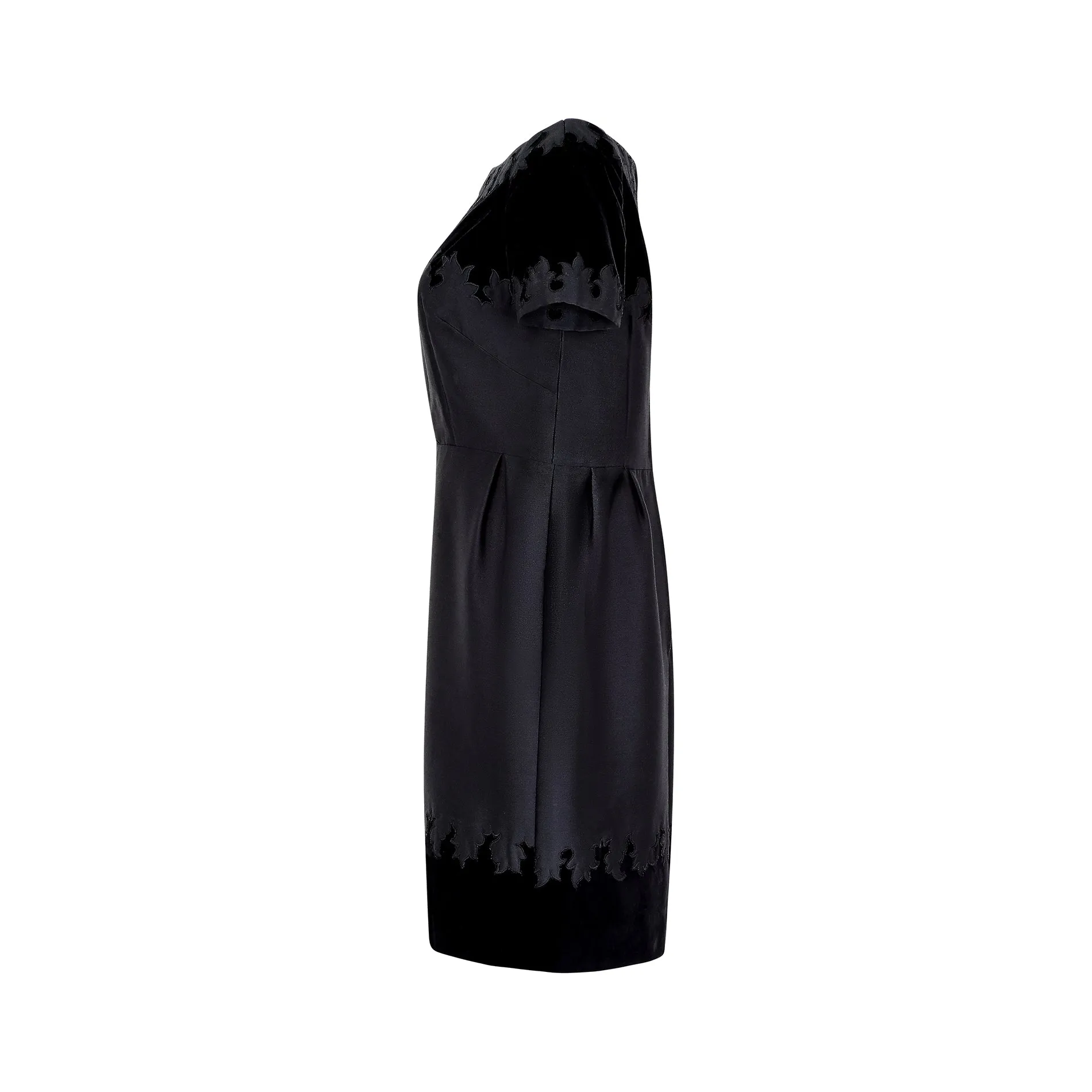 1950s Jacques Heim Demi Couture Black Velvet Applique Dress