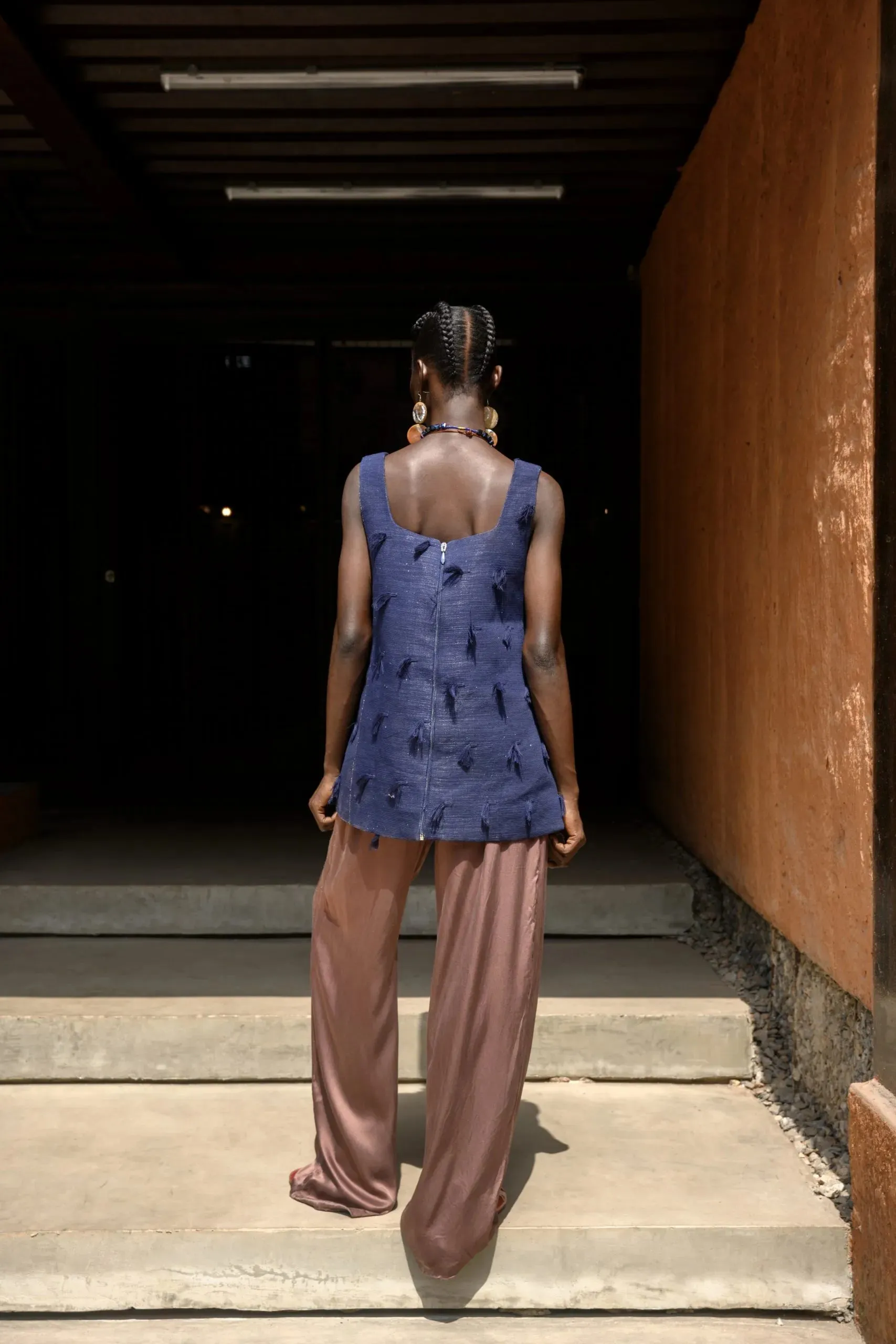 Abiola Olusola Lu tank TOP with Hand-woven tassel