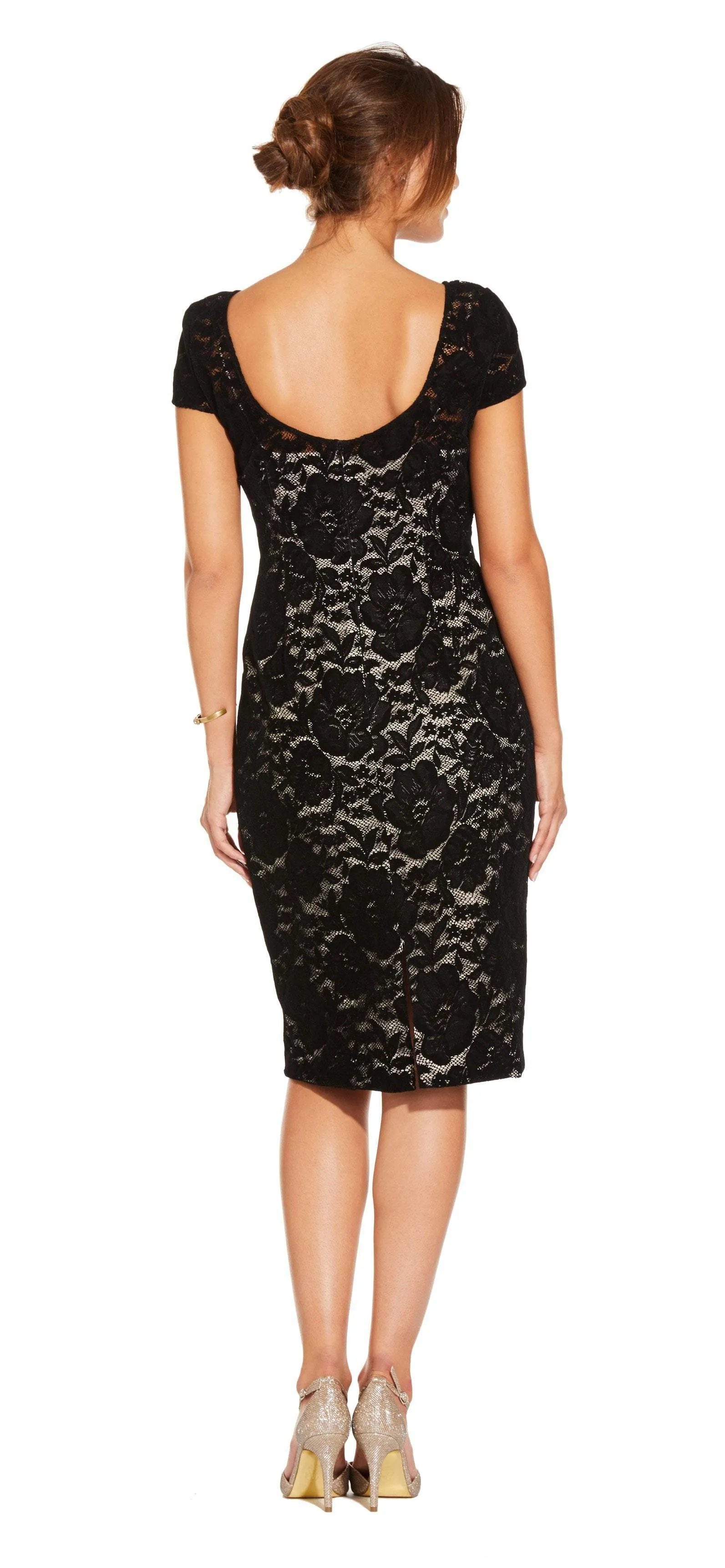 Adrianna Papell - AP1E204098 Floral Lace Cap Sleeve Sheath Dress