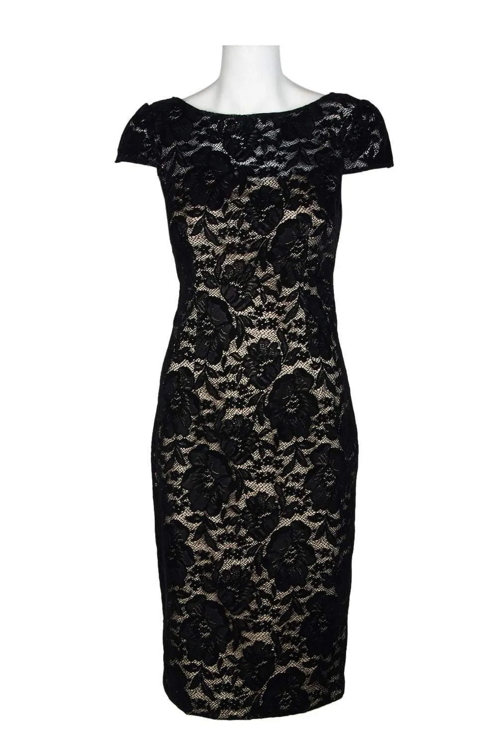 Adrianna Papell - AP1E204098 Floral Lace Cap Sleeve Sheath Dress