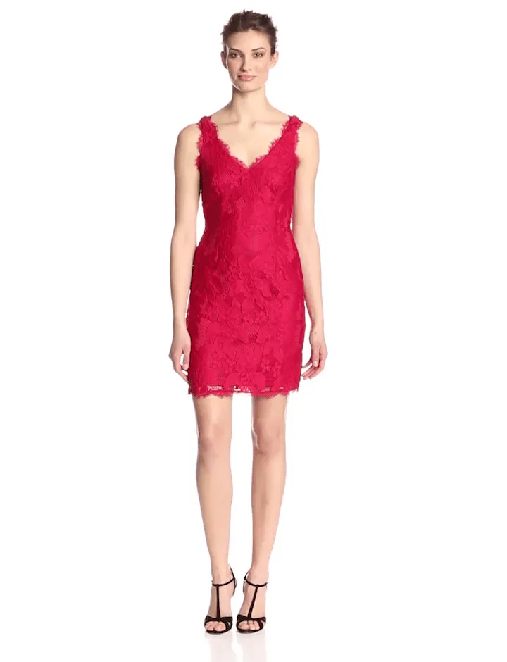 Adrianna Papell - Floral Lace V-Neck Sleeveless Dress 41895500