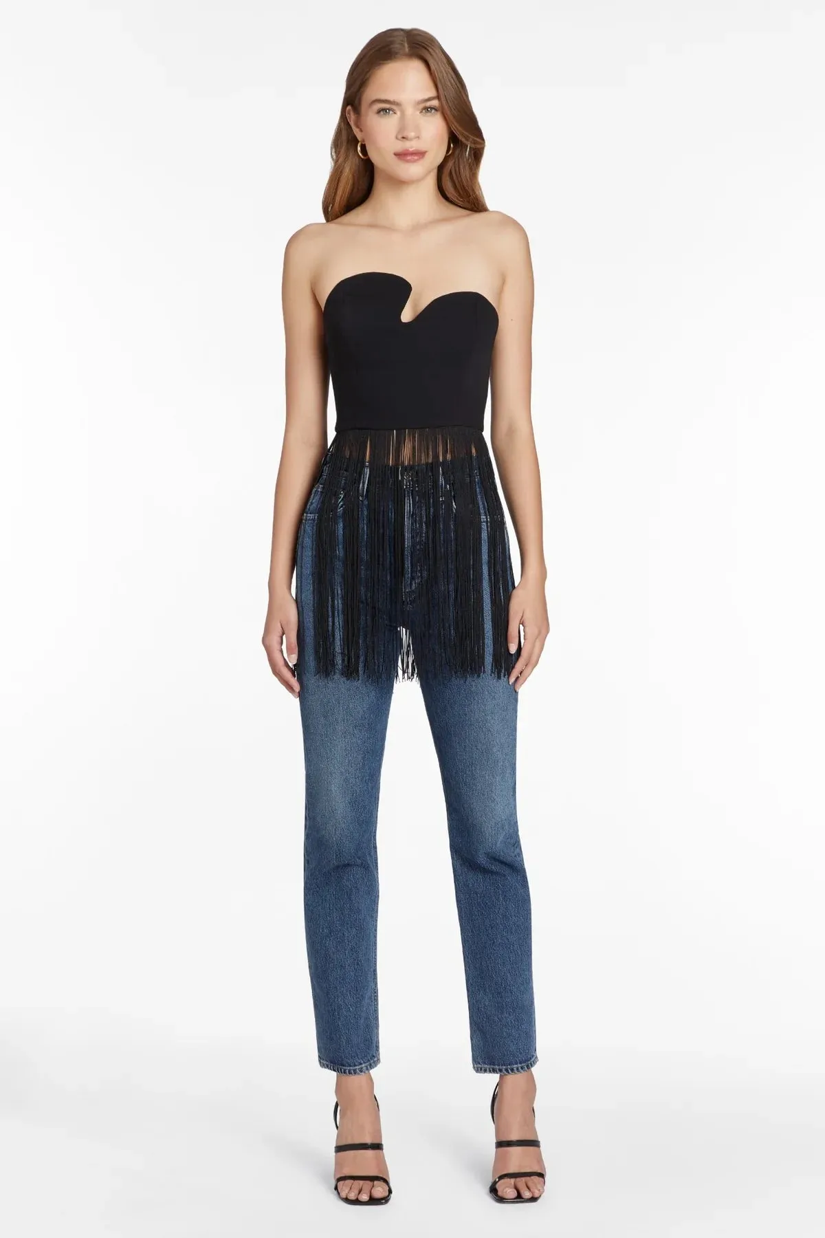 Amanda Uprichard - Strapless Puzzle Top With Fringe - Black