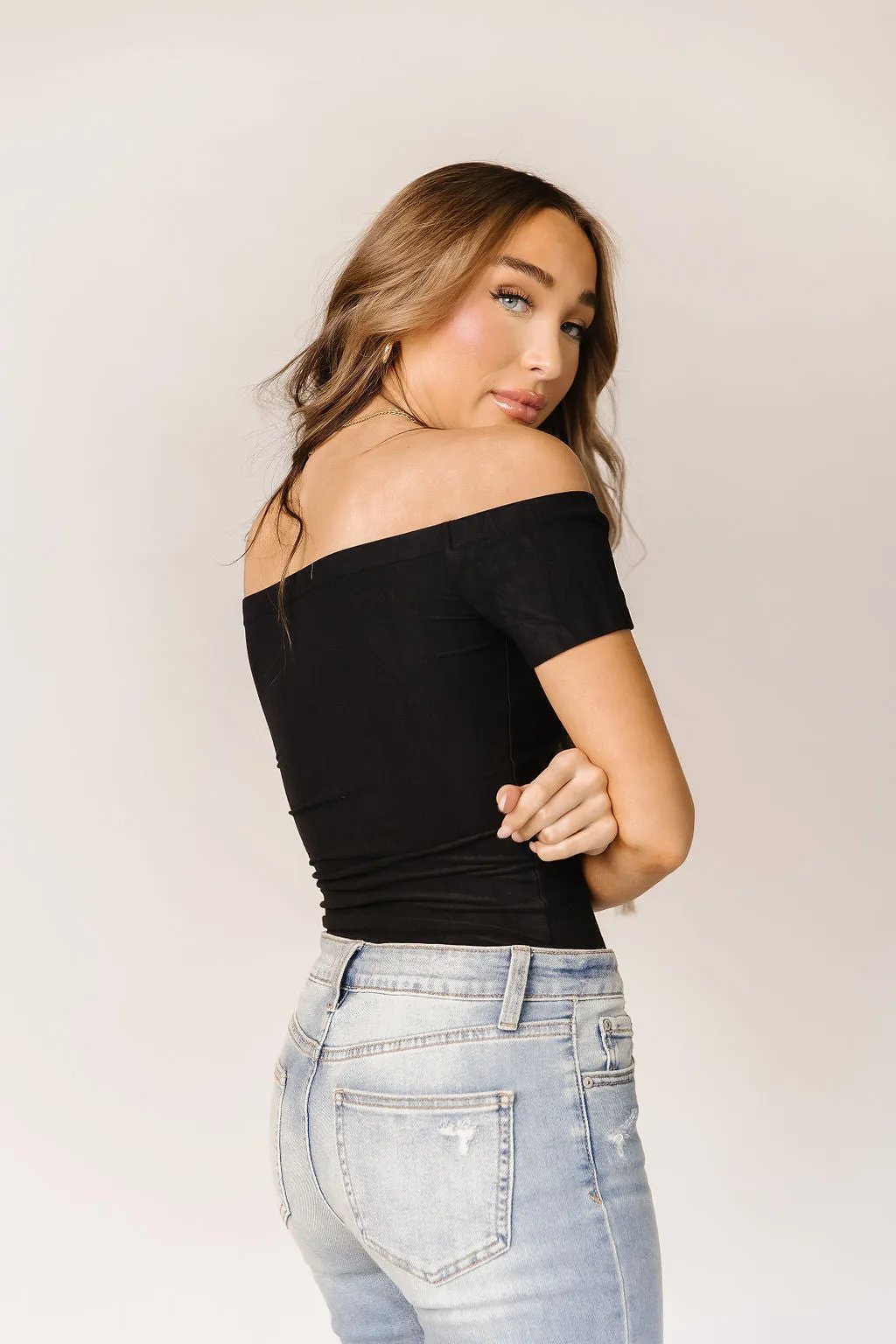 Ampersand Short Sleeve Off The Shoulder Bodysuit