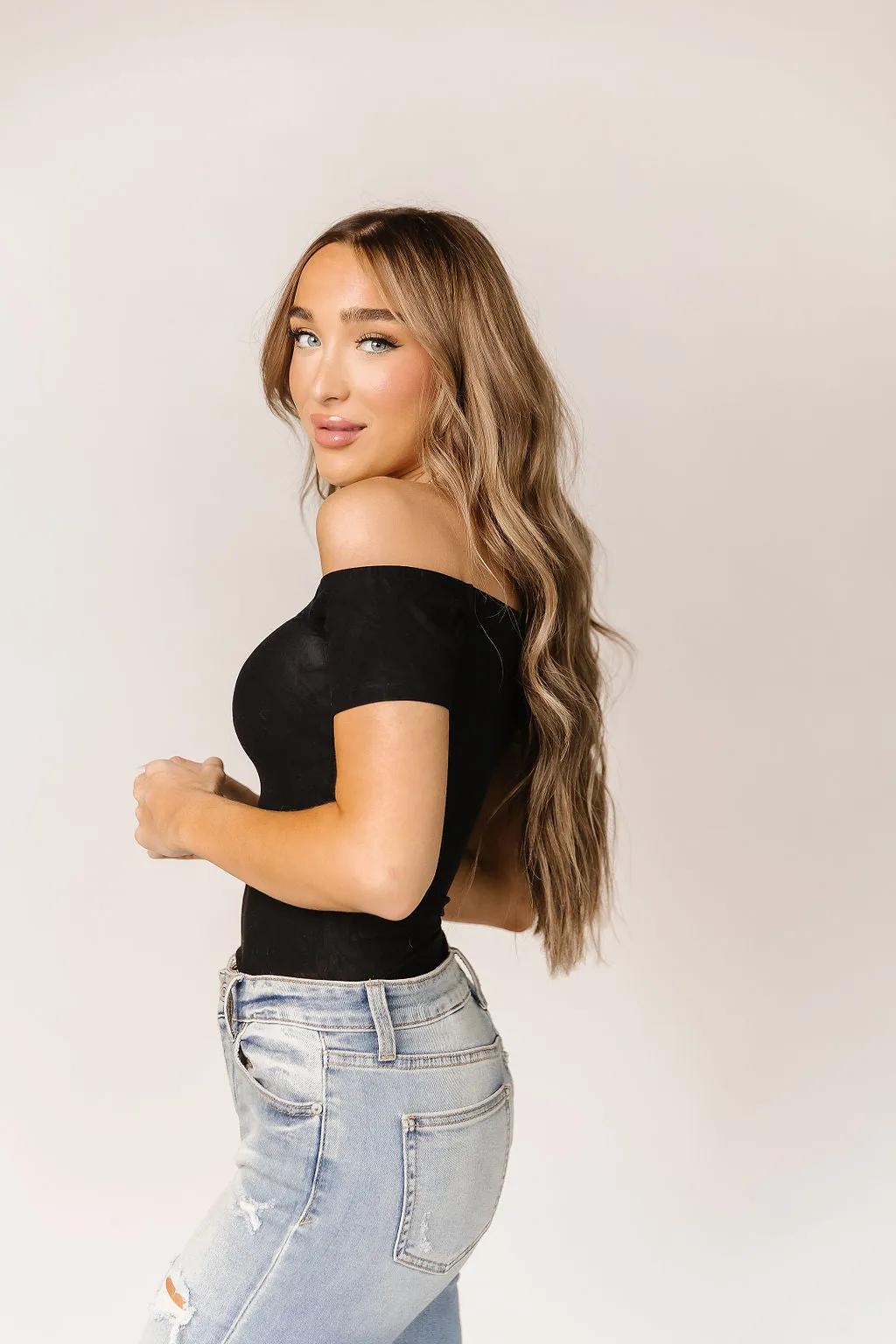 Ampersand Short Sleeve Off The Shoulder Bodysuit