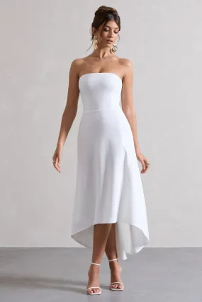 Ariela | White Bandeau High-Low Midi Dress