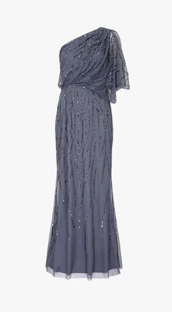 Art Deco Shoulder Gown Blue