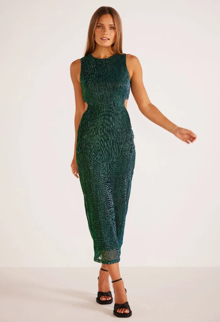 Astrid Cutout Midi Dress-Emerald