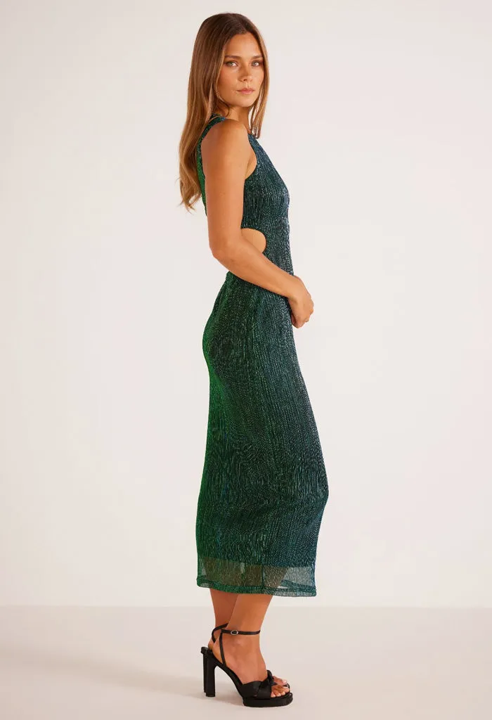 Astrid Cutout Midi Dress-Emerald