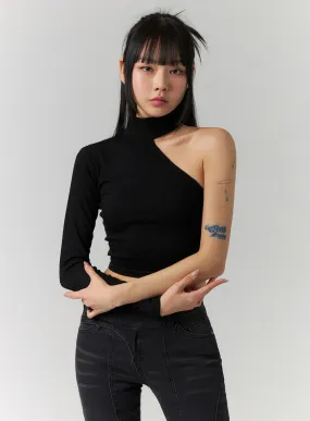 Asymmetric One Shoulder Crop Tee CD308