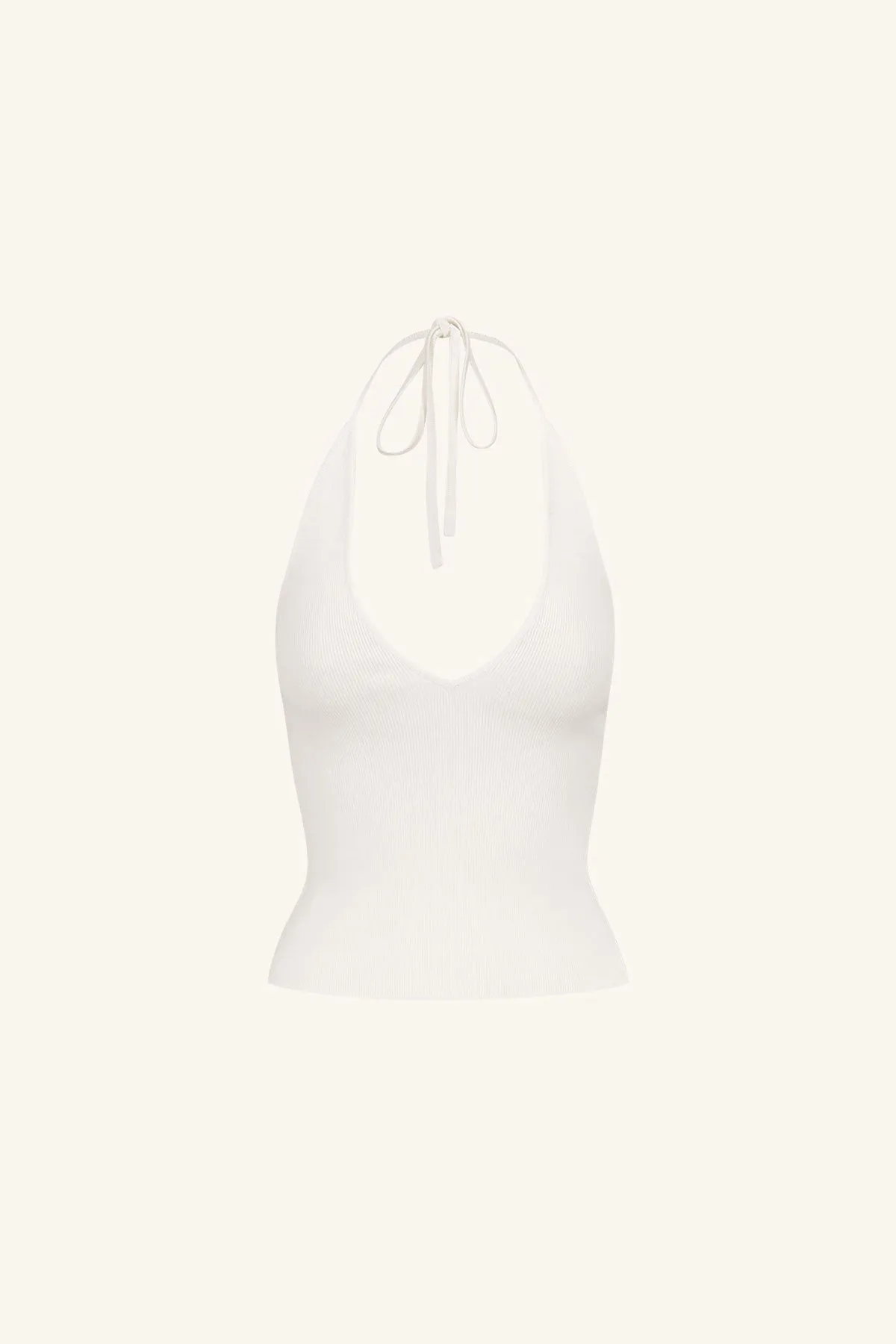 BASIC PLUNGED HALTER TOP - IVORY