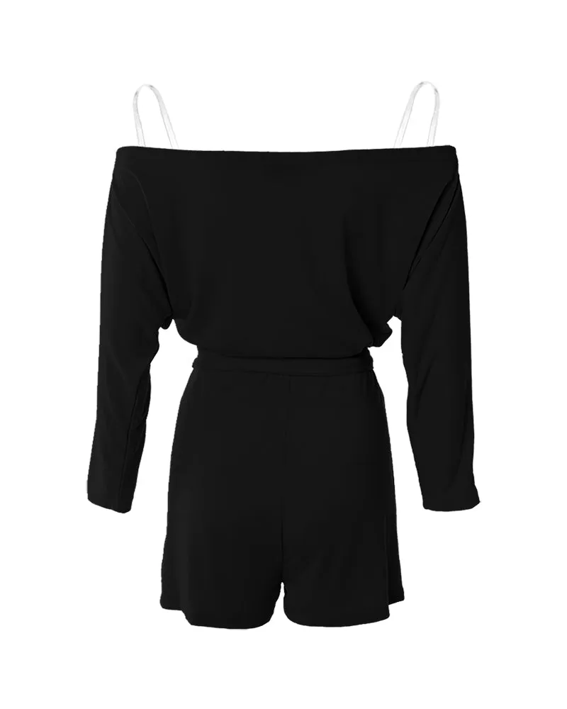 Batwing Sleeve Off Shoulder Tied Detail Romper