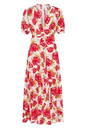 BELLAVISTA MIDI DRESS-ISADORA FLORAL RED