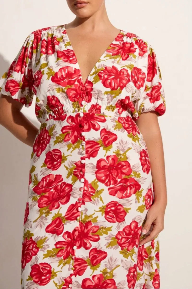 BELLAVISTA MIDI DRESS-ISADORA FLORAL RED