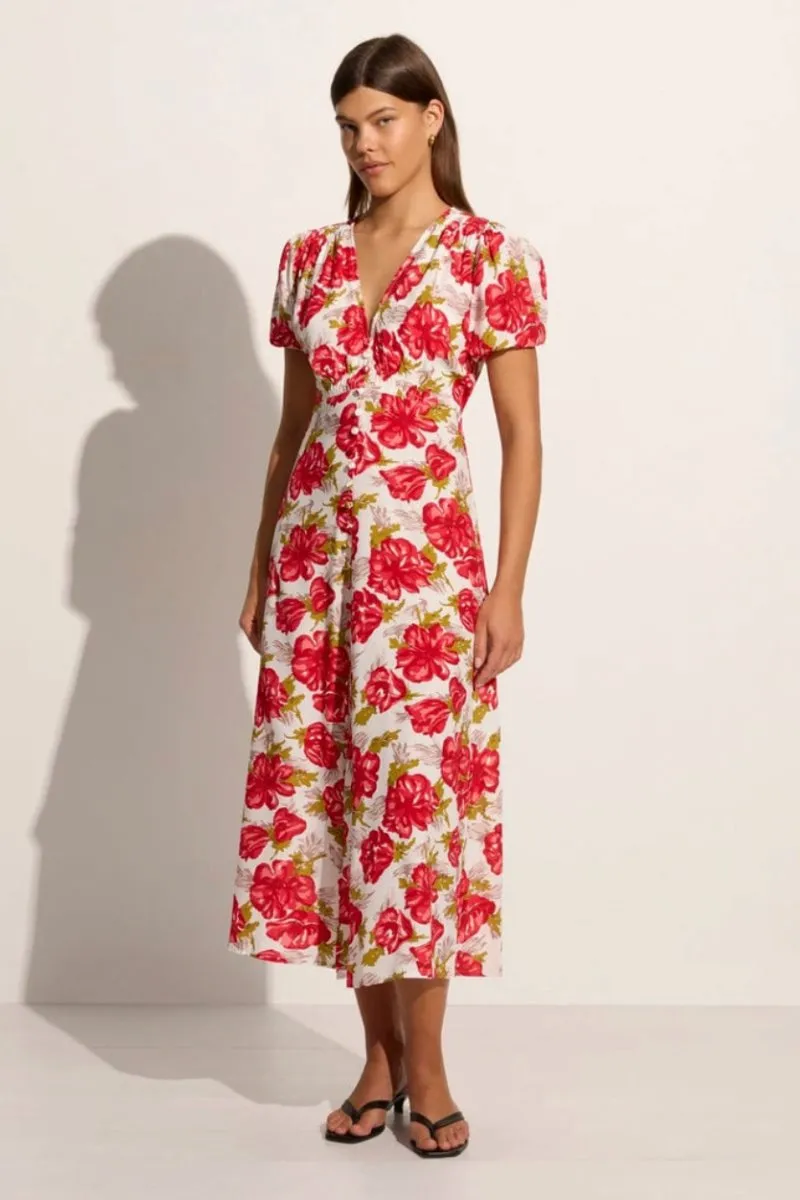 BELLAVISTA MIDI DRESS-ISADORA FLORAL RED