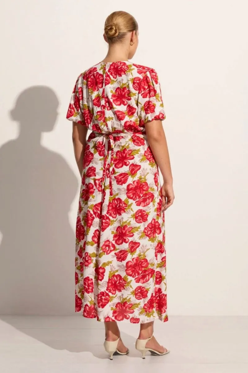 BELLAVISTA MIDI DRESS-ISADORA FLORAL RED