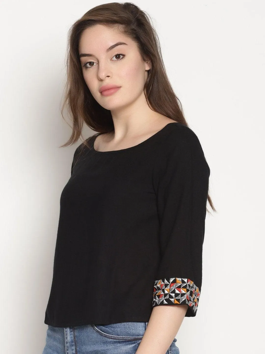 Black Embroidered Top