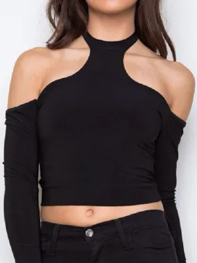 Black Strapless Halter T-shirt