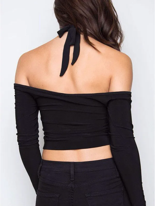 Black Strapless Halter T-shirt