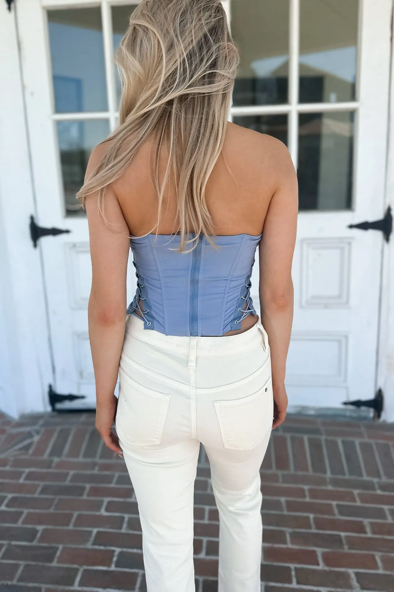 Blue Bird Strapless Corset Top