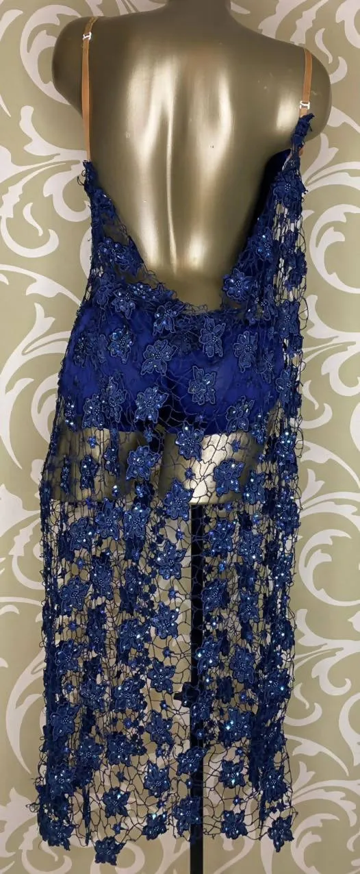 Blue Latin Dress with Lace