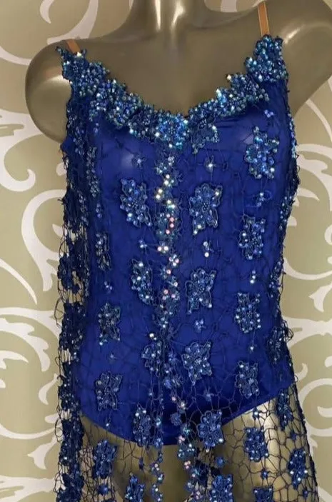 Blue Latin Dress with Lace