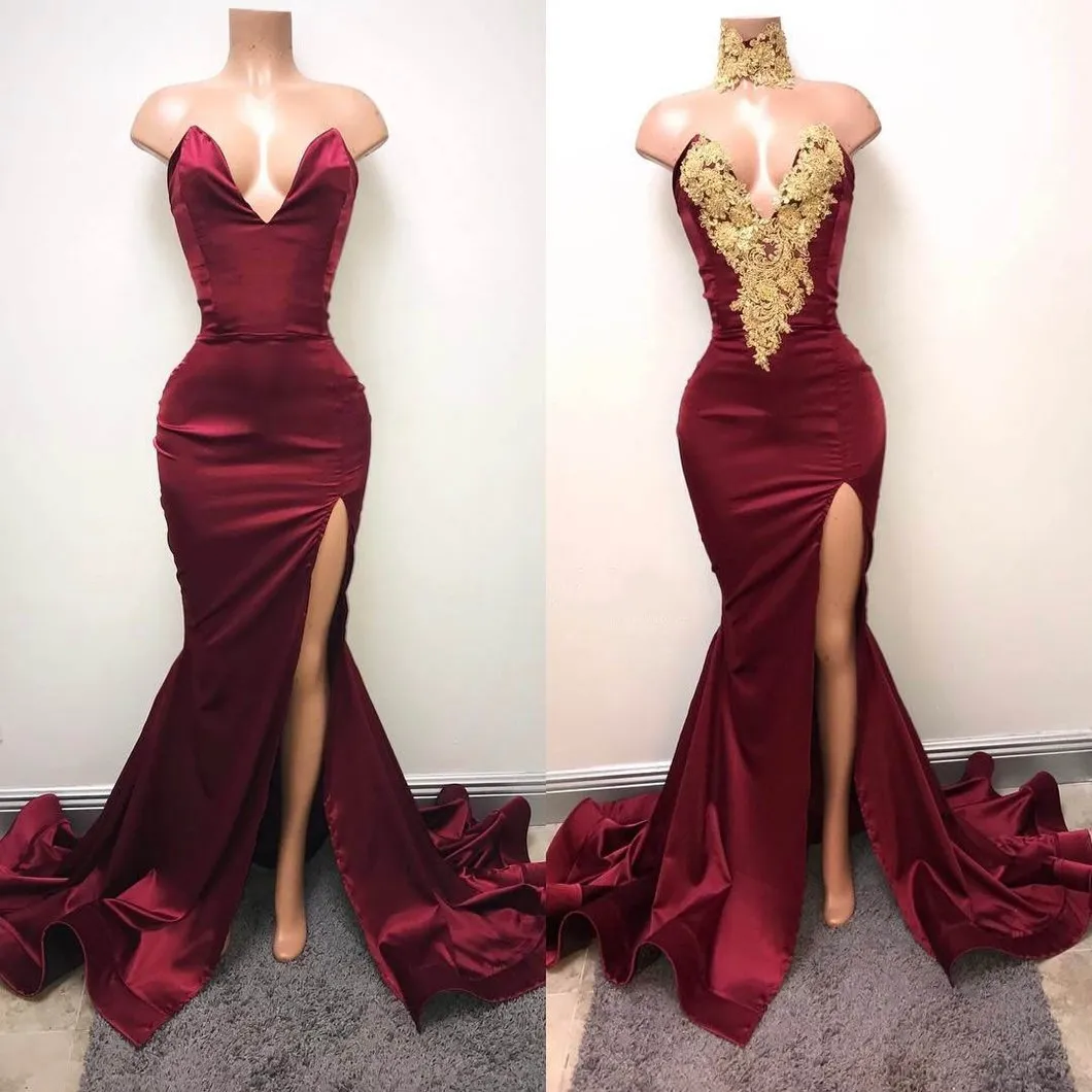 Burgundy Mermaid Prom Dress Cheap Long Prom Dress #ER016