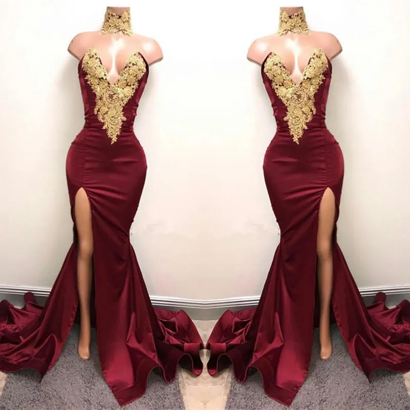 Burgundy Mermaid Prom Dress Cheap Long Prom Dress #ER016