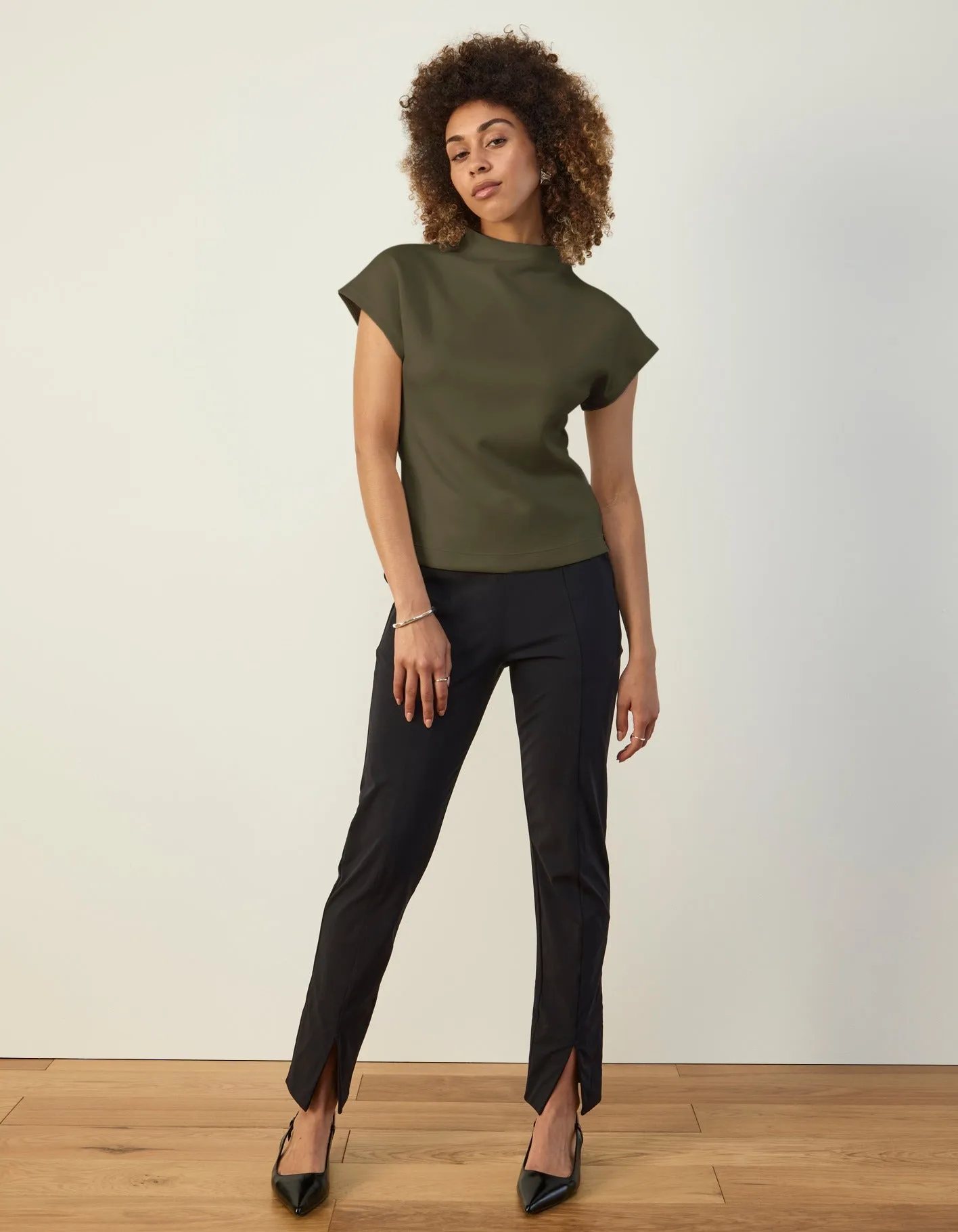 Cap Sleeve Mock Neck Top