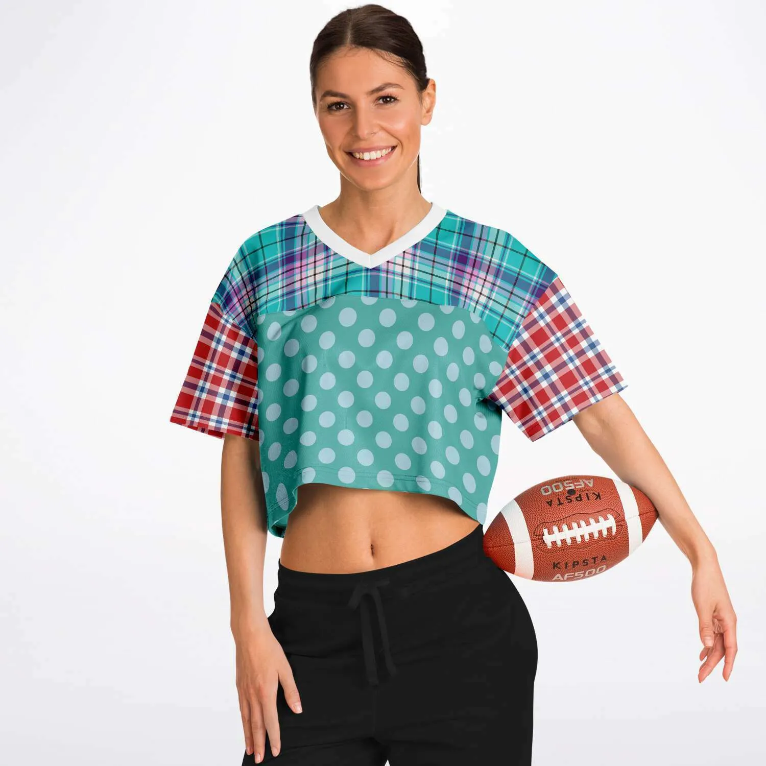 Cerulean Plaid Paisley Crop Jersey