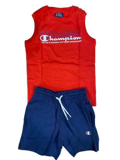 Champion boy's outfit Legacy Graphic Tank Top   Bermuda 306314 RS046 HRR red-navy