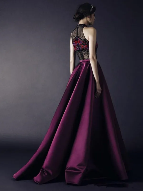 Chic Purple Prom Dress Cheap A Line Satin African Prom Dress #ER510