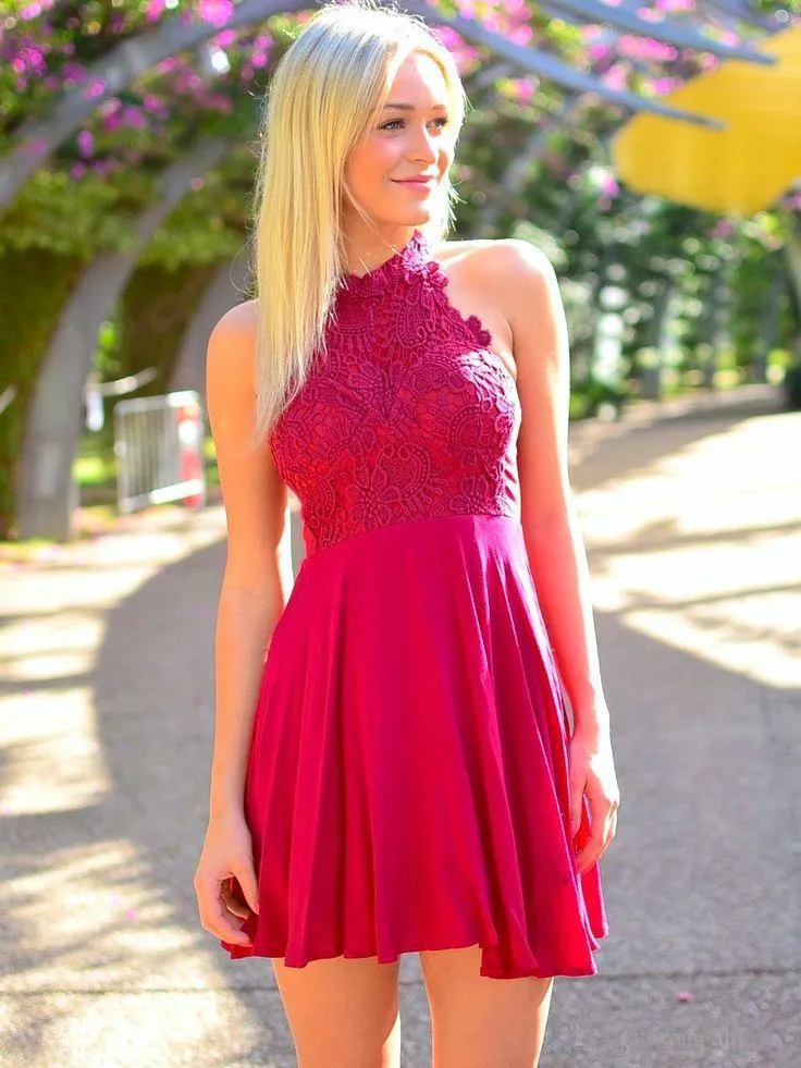 Chiffon Lace Homecoming Dress Cheap Party Homecoming Dress ER093