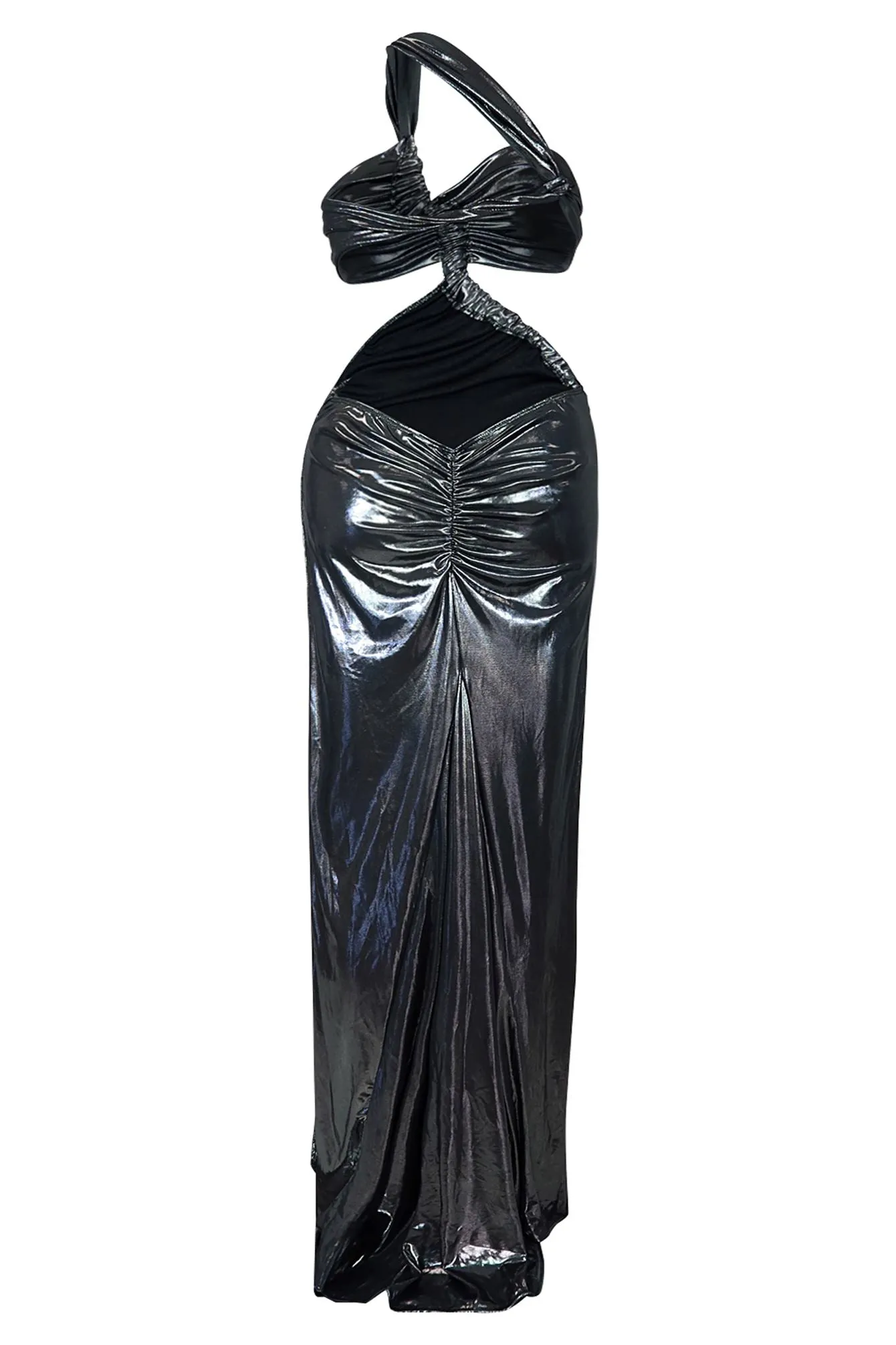 Comet Metallic Foil Maxi Dress