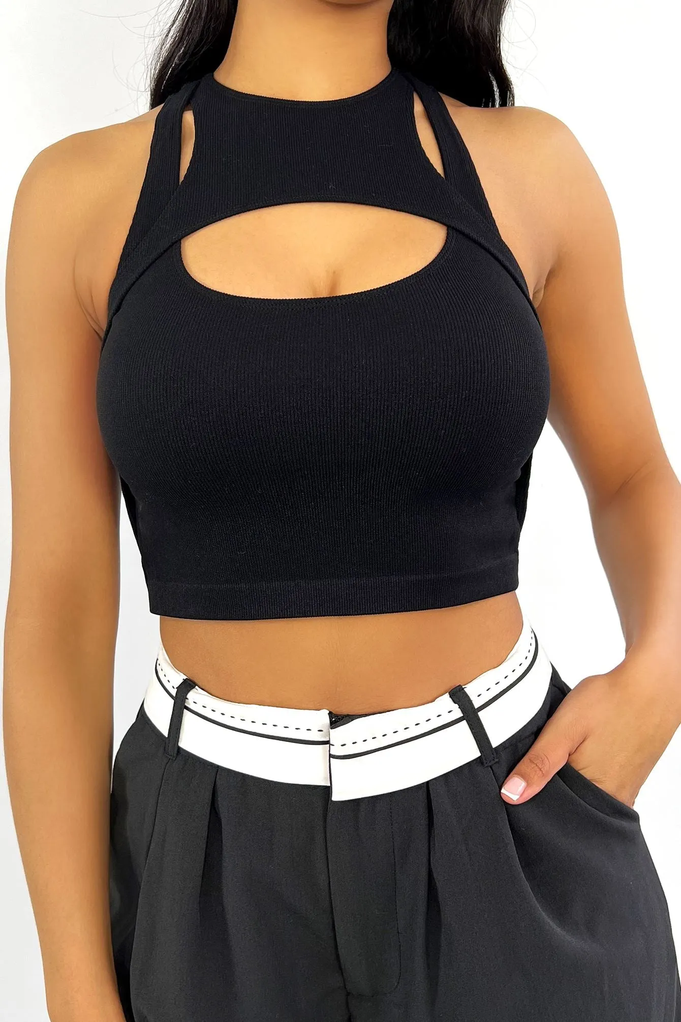 Cutthroat Cutout Muscle Tank Crop Top