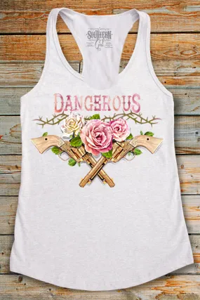 Dangerous Roses & Guns Racerback Tank Top