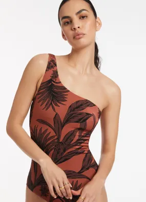 Desert Palm One Shoulder One Piece - Terracotta