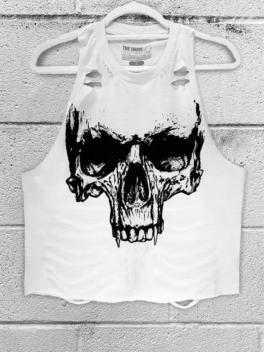 DESTRUCTION  CROP TANK TOP *WHITE*