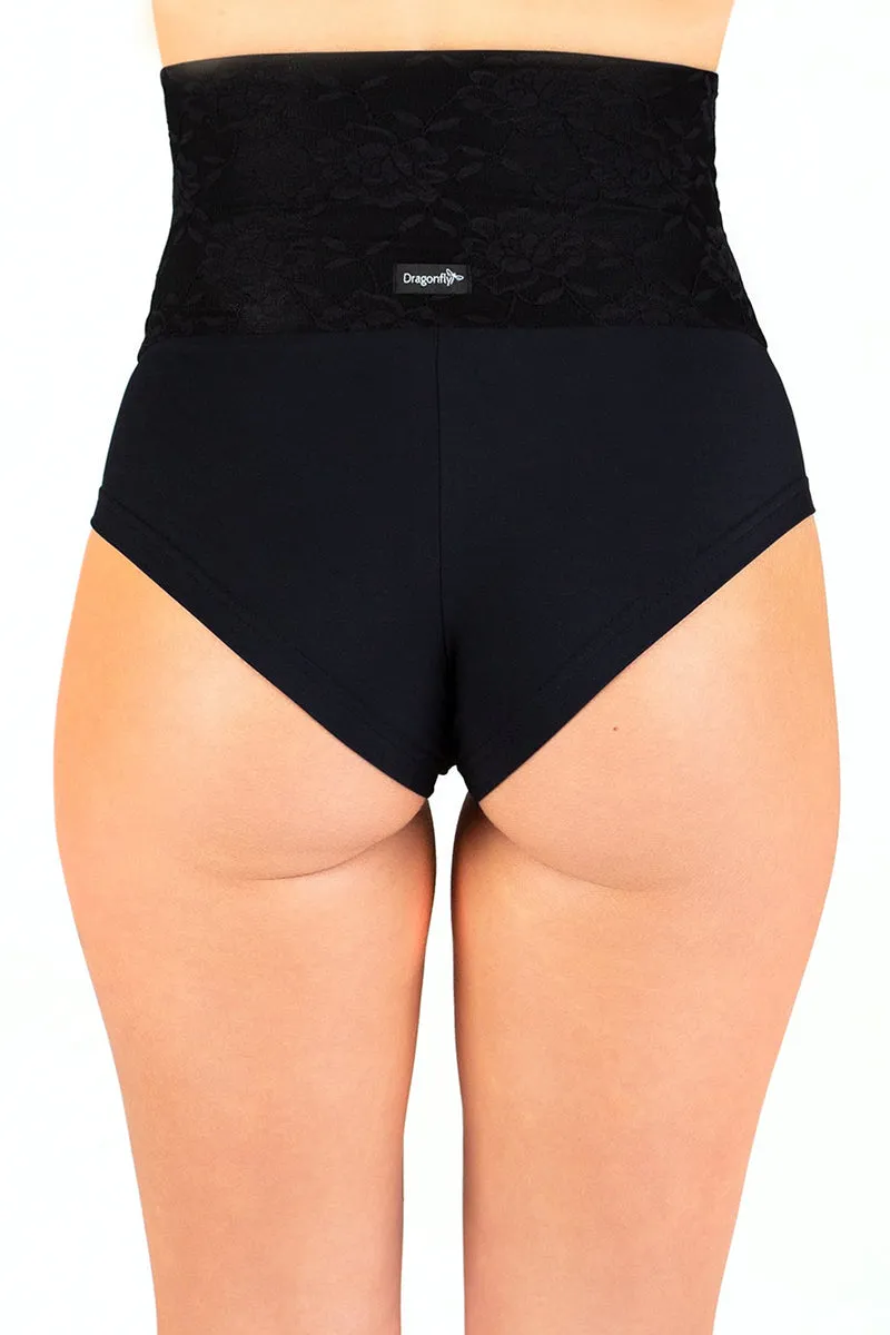 Dragonfly Betty High-Waisted Shorts - Lace Black