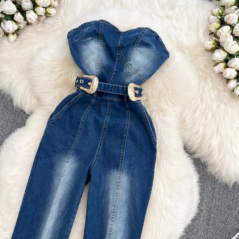 Drea Denim Tube Jumpsuit