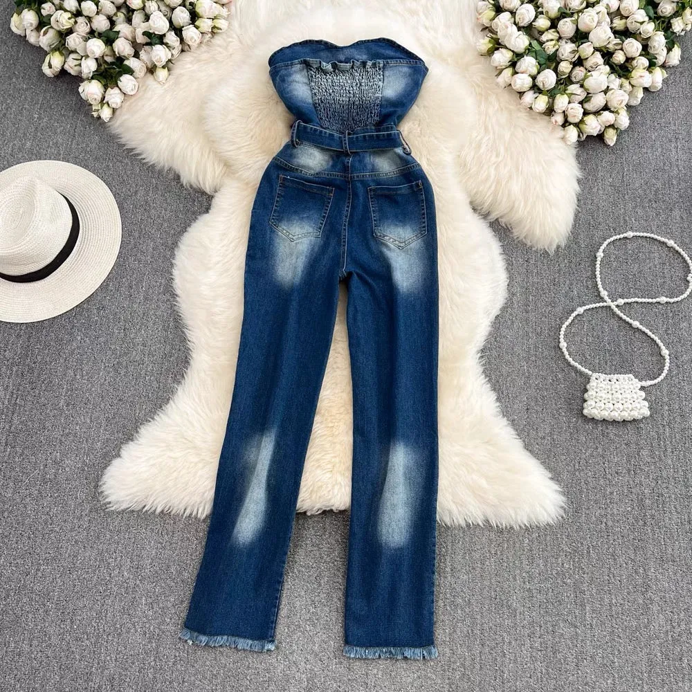 Drea Denim Tube Jumpsuit