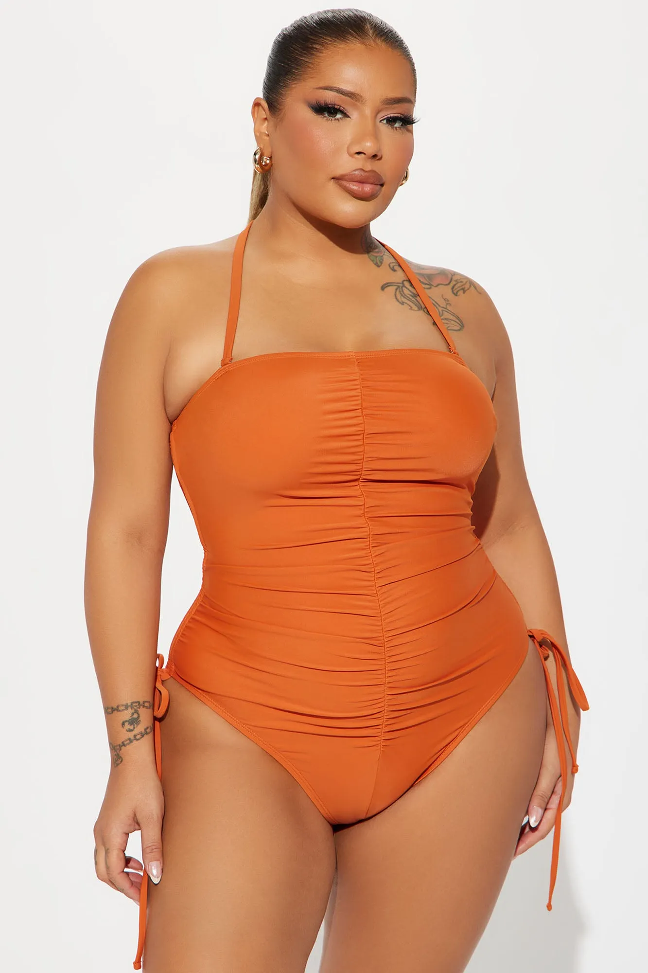 Eloise Ruched 1 Piece Swimsuit - Rust