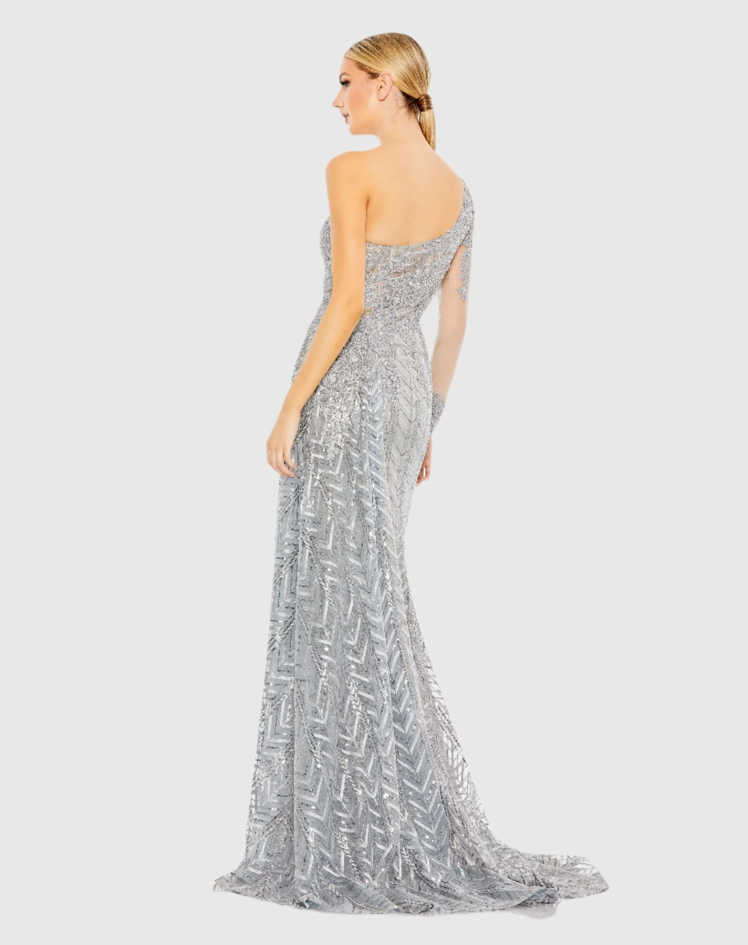 Embellished One Shoulder A Line Gown