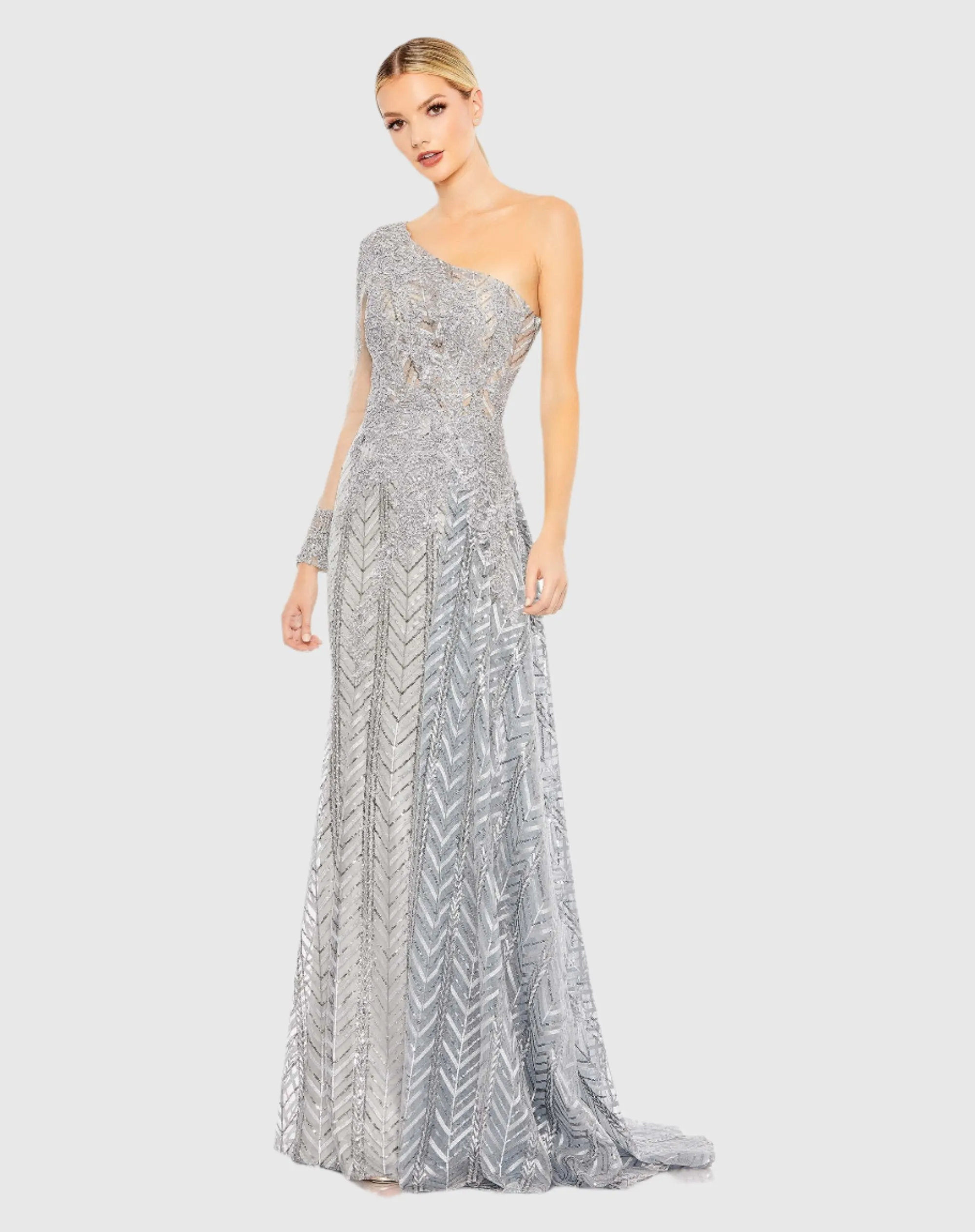 Embellished One Shoulder A Line Gown