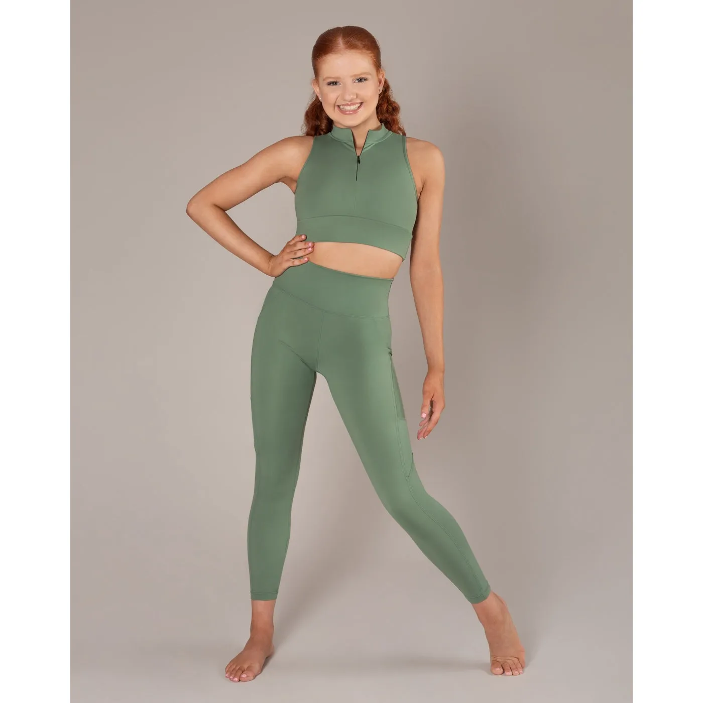 Energetiks Kity Zip Crop Top | Fern (Adult)