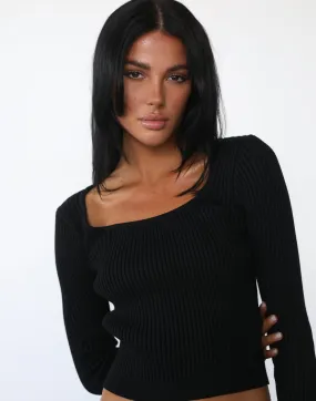 Esmie Long Sleeve Top (Black)