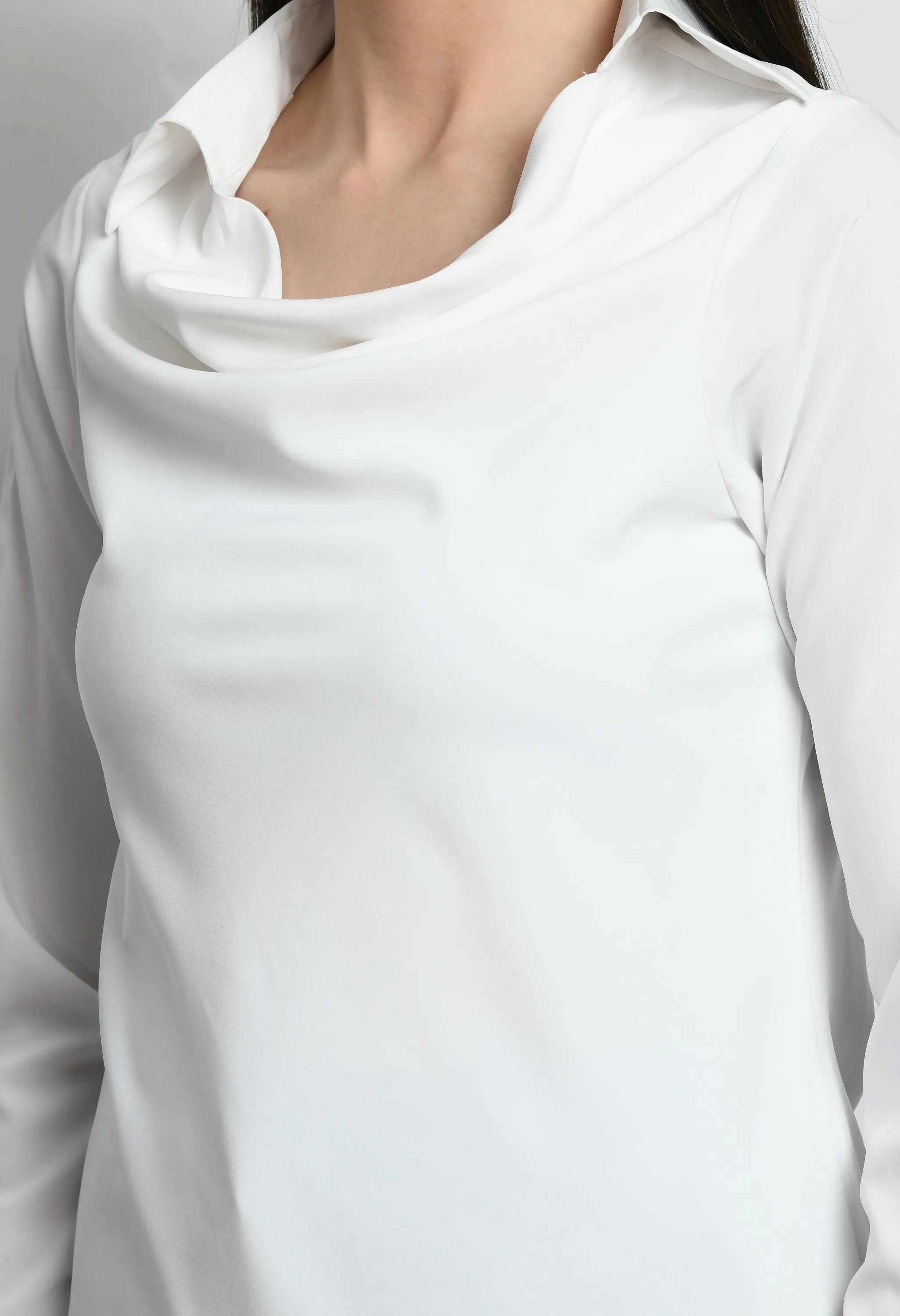 Exude Freshness Cowl Neck Top (White)