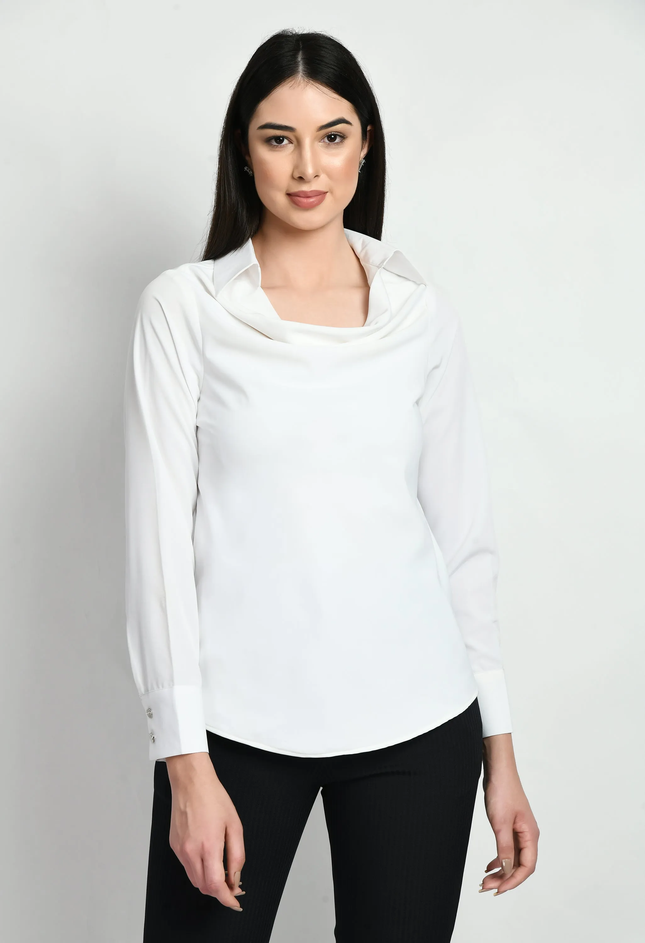 Exude Freshness Cowl Neck Top (White)