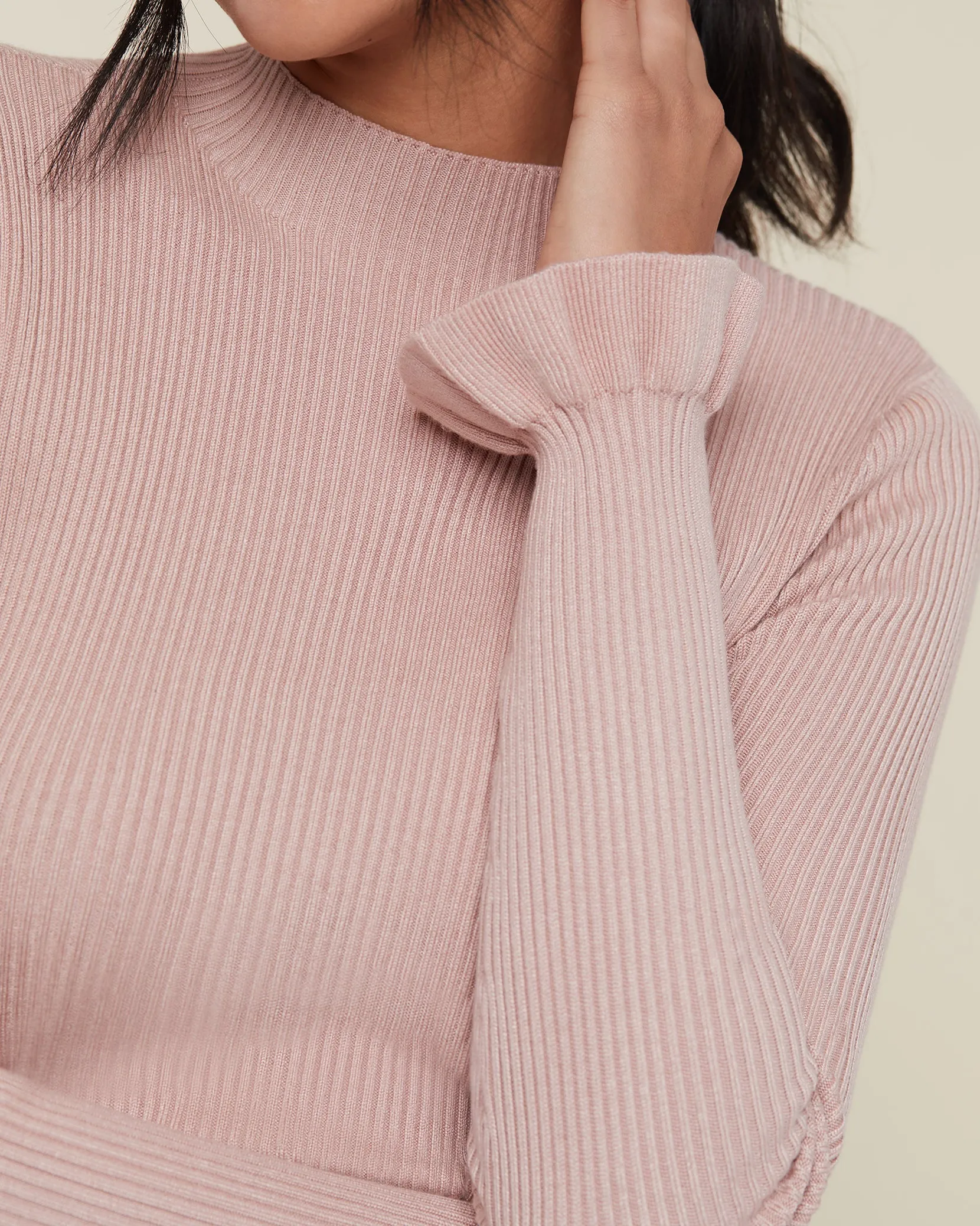 Flare Sleeve Mock Neck Sweater