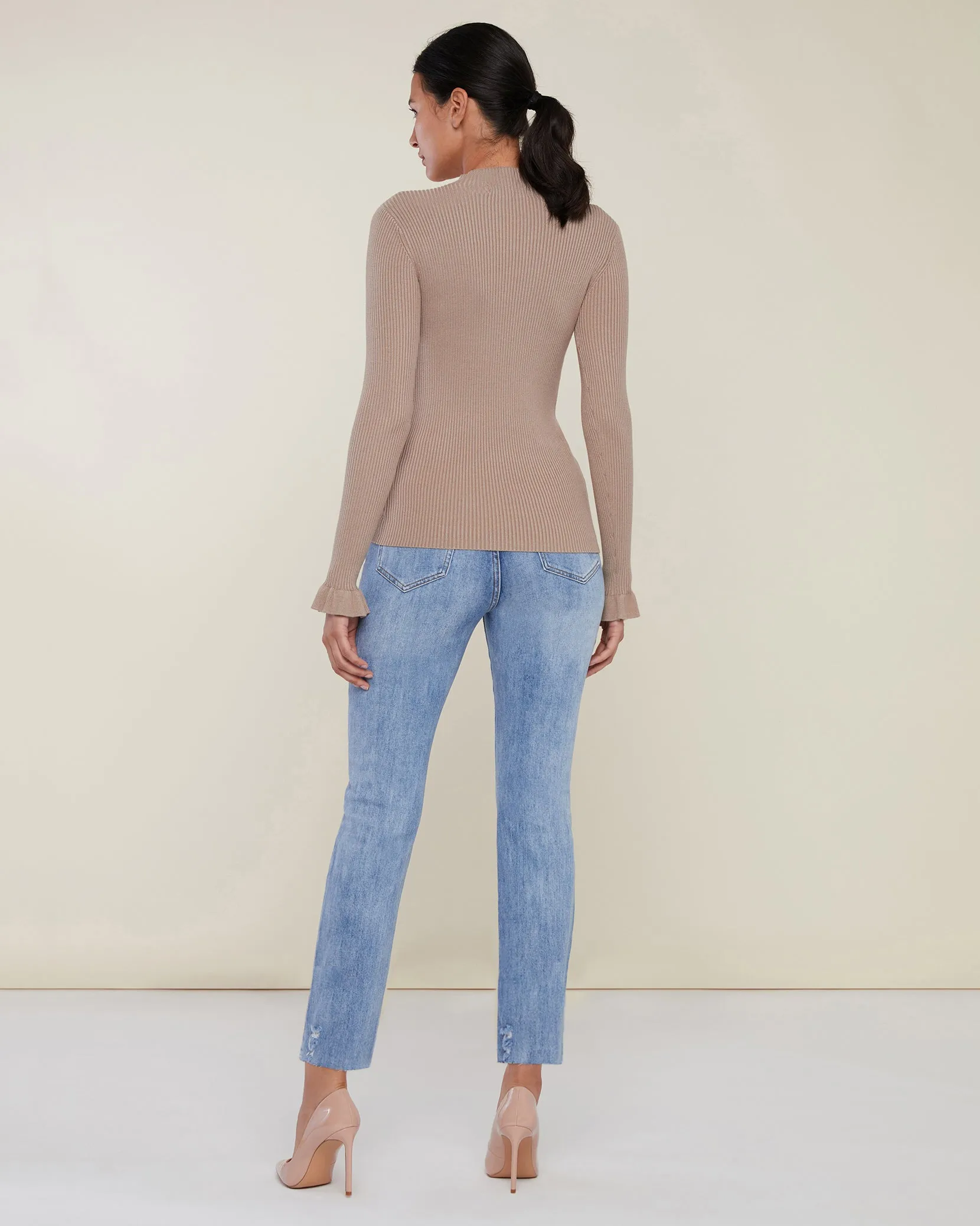 Flare Sleeve Mock Neck Sweater