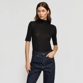 Gina Tencel-Wool Mock-Neck Tee